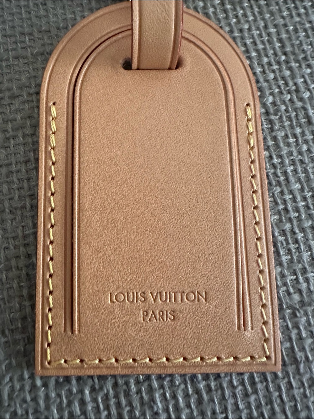 Louis Vuitton Tan Leather Strap Tag with Gold Hardware